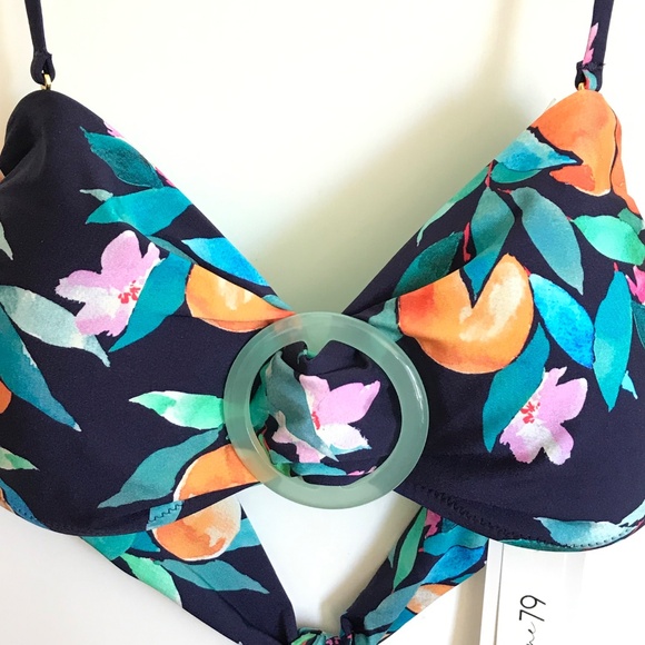 SUNSHINE 79 Bikini Swimsuit 2 Piece Peace Love & Peaches Bandeau Hipster Size 8 - Picture 3 of 15